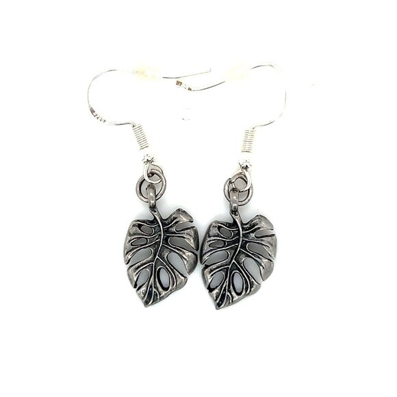 925 Hook Leaf Earrings - Picture 1 of 5